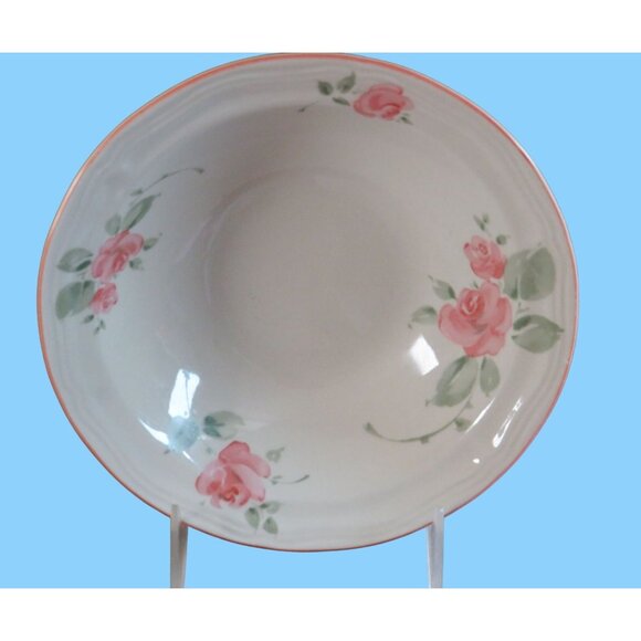 Gibson Vintage Floral Ceramic Bowls With Pink Roses & Green Leaves Set Of 3 - Picture 3 of 8